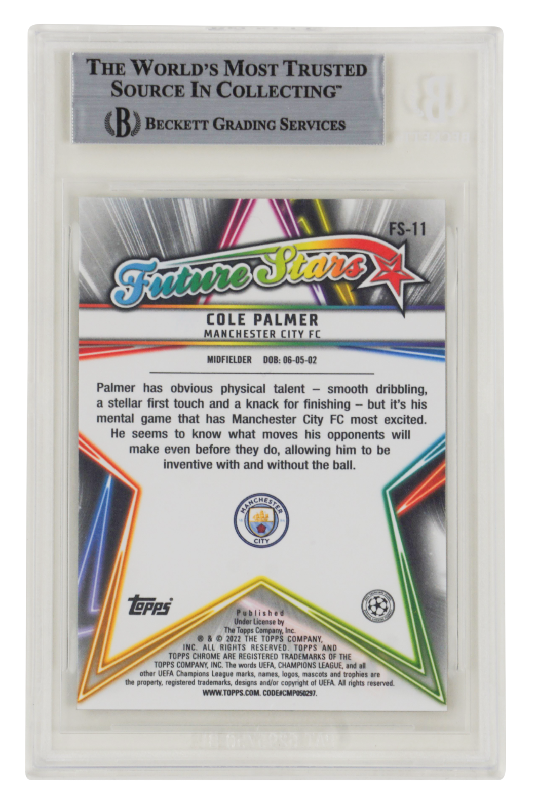 Cole Palmer Signed 2021-22 Topps Chrome Future Stars Rookie Card - BGS Authentic